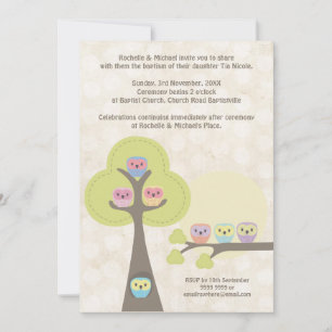 Baptême Cérémonie de baptême Cute Ows Invitation