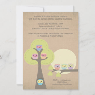 Baptême Cérémonie de baptême Cute Ows Invitation