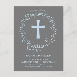 Baptême, Christening Invitation - Baby Boy Invitat