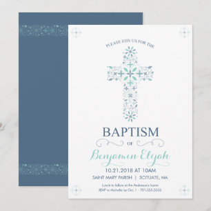 Baptême, Christening Invitation - Baby Boy Invitat
