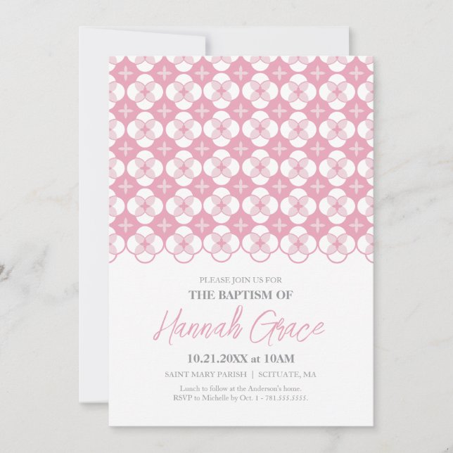 Baptême, Christening Invitation - Baby Girl Invita (Devant)