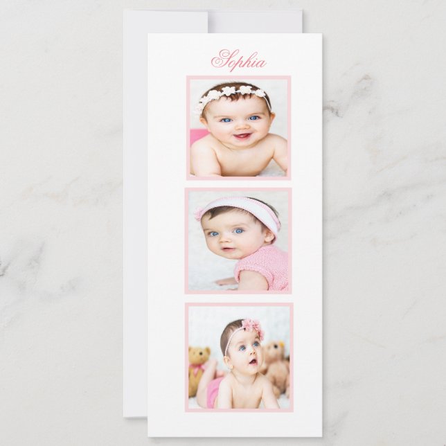 Baptême | Christening Photo Floral Pink Invitation (Devant)