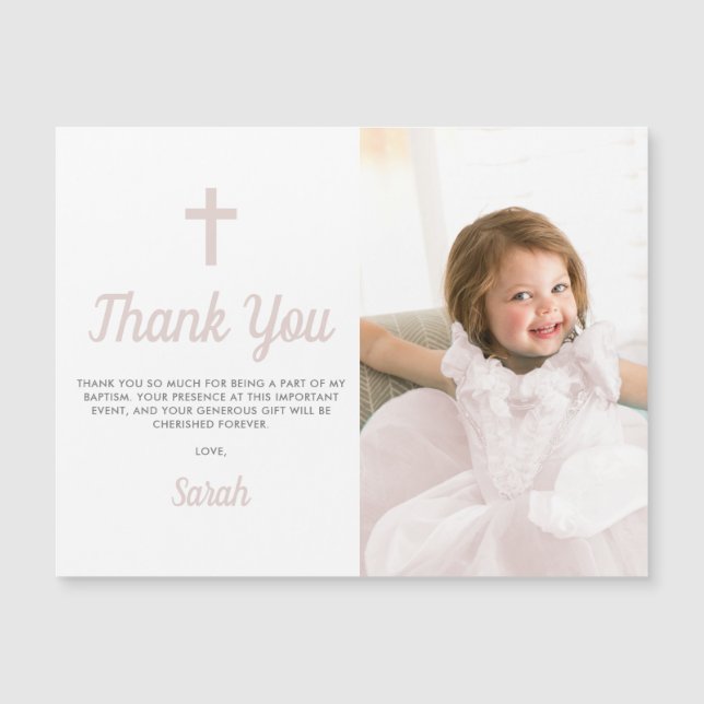 Baptême Christening Photo Magnet Carte de remercie (Devant)