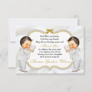 Baptême Communion de jumeaux bébés garçons Merci
