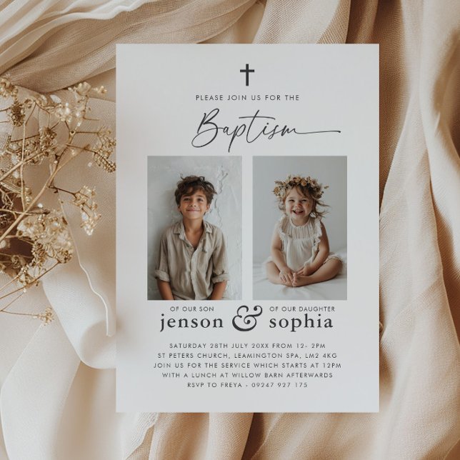 Baptême conjoint 2 Invitation photo (Créateur téléchargé)