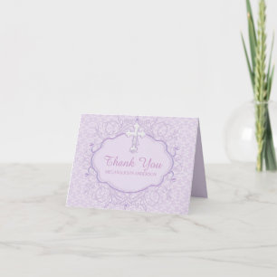 Baptême croisé pourpre Carte de remerciements de b