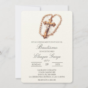 Baptême crucifix en espagnol Invitation