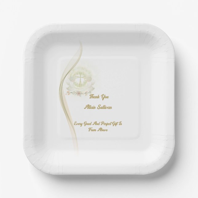 Baptême d'anges lumineux assiettes en papier  (Recto)