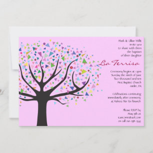 Baptême d'arbre Christening Custom Invitation Pink