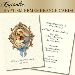 Baptême de bébé catholique Souvenir Carte Sainte