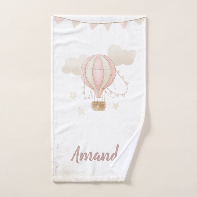 Baptême de Bébé Nuage Ballon Aerostatique Rose (Serviette à main)
