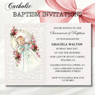 Baptême de fille catholique Invitations