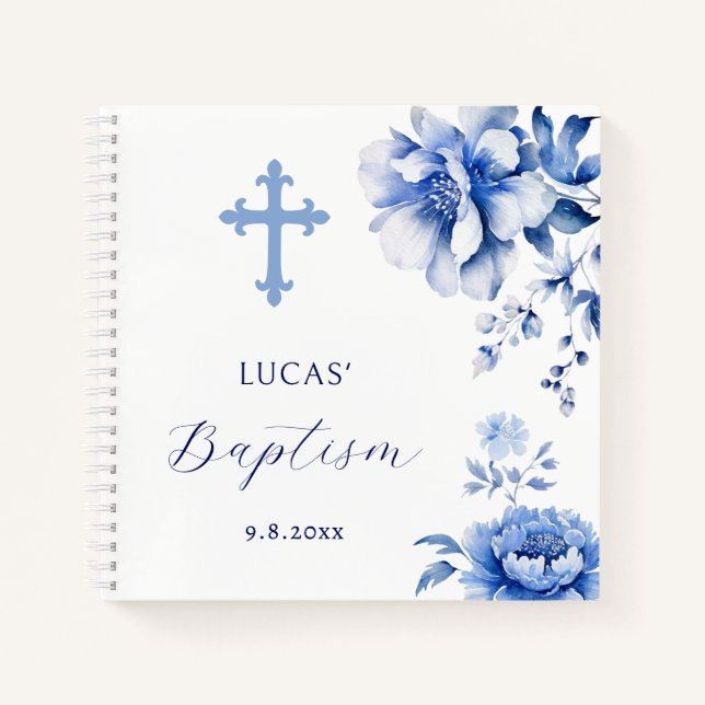 Baptême de fleurs bleues Livre d'invité (Devant)