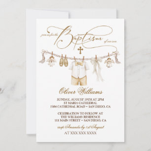 Baptême de garçon Christening Invitation neutre