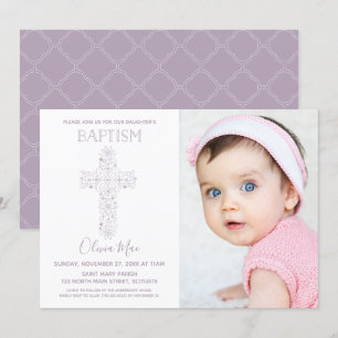 Baptême de la fille, Invitation Christening avec p