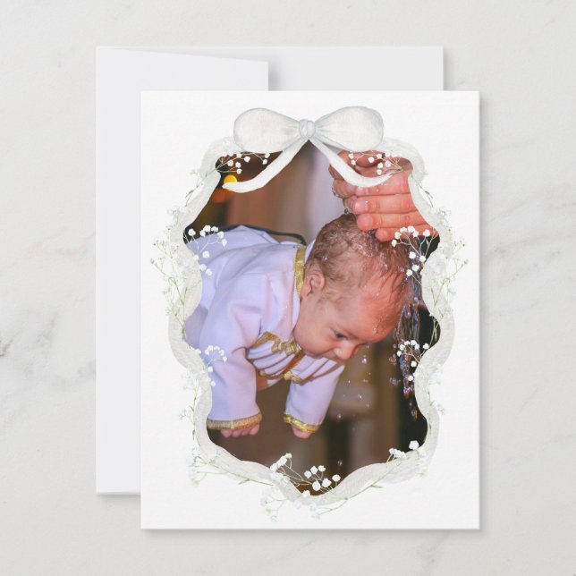 Baptême de l'haleine du bébé au ruban blanc Carte  (Devant)