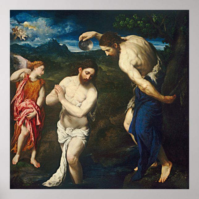 Baptême du Christ - Paris Bordone Affiche d'art fi (Devant)