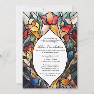 Baptême en verre tendu Invitation Élégant floral