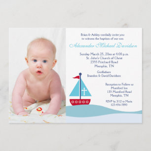 Baptême en voilier tendance Photo Invitation 2