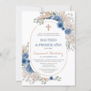 Baptême Espagnol Invitation pour bébé garçon