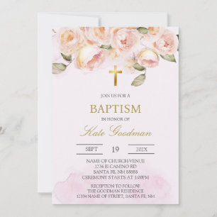 Baptême espagnol rose roux Invitation