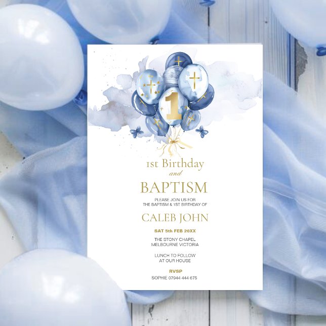 Baptême et 1er anniversaire Invitation de ballons  (Créateur téléchargé)