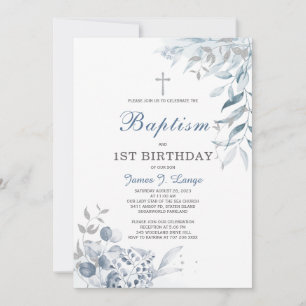 Baptême et premier anniversaire Invitation garçon
