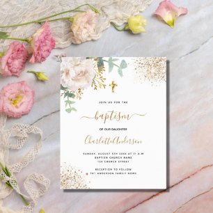 Baptême eucalyptus blanc invitation à budget flora