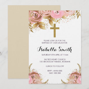 Baptême floral Blush Gold / Invitation au baptême
