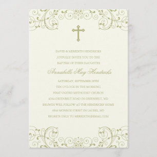 Baptême Gold Cross/Christening Invitation