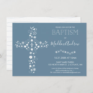 Baptême, Invitation au baptême, Blue Modern