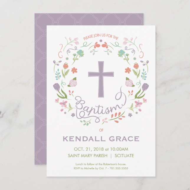 Baptême, Invitation au baptême pour fille - Person (Devant / Derrière)