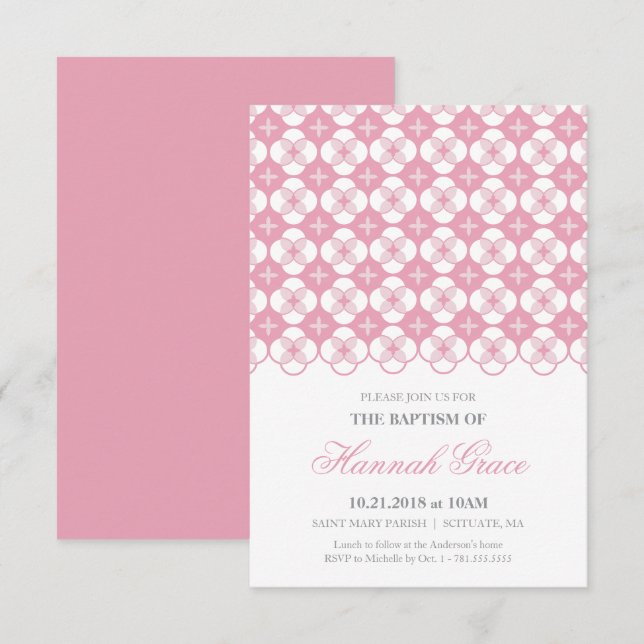 Baptême Invitation - Baby Girl Invitation personna (Devant / Derrière)
