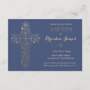 Baptême, Invitation Christening, Invitation Gold C