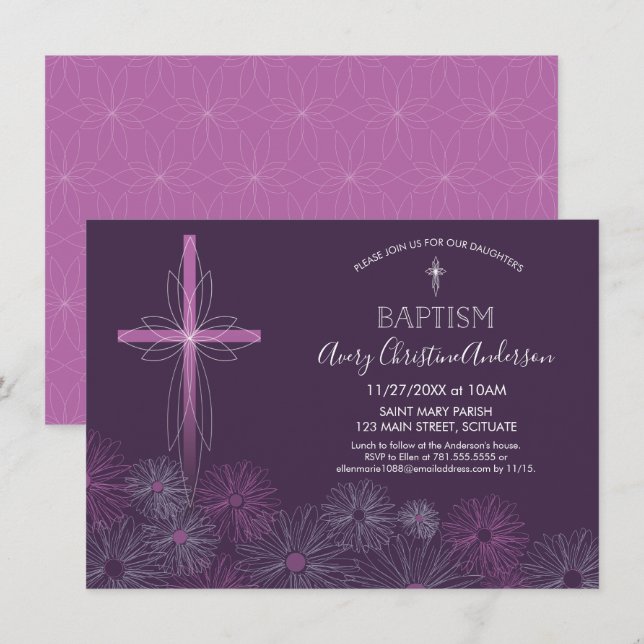 Baptême, invitation de baptême - fille, coutume (Devant / Derrière)