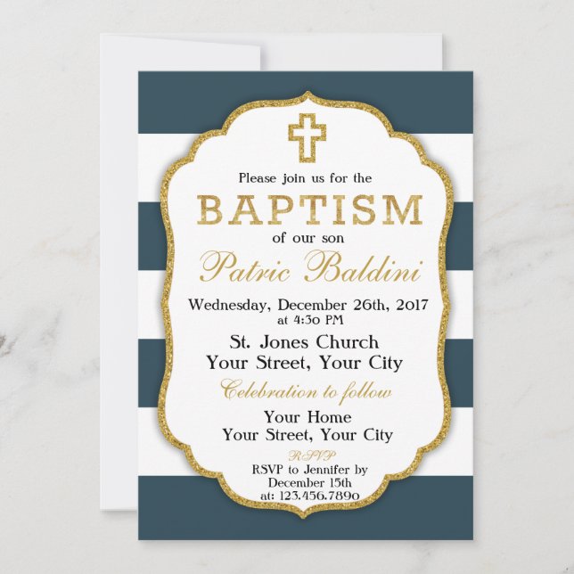 Baptême, invitation de baptême pour un GARÇON (Devant)