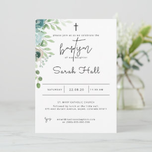 Baptême Invitation Dusty Blue