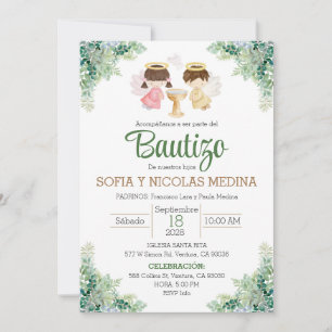 Baptême Invitation Espagnol fille et garçon Bautiz