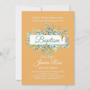 Baptême Invitation Eucalyptus BUDGET Vert