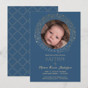 Baptême, Invitation photo Christening, Invitation