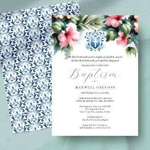 Baptême Invitations Religieux Bleu et Rose