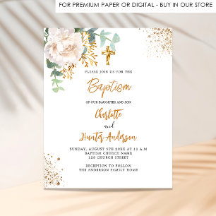 Baptême jumeaux eucalyptus invitation budgétaire f