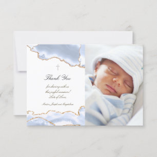 Baptême merci pastel bleu agate invitation