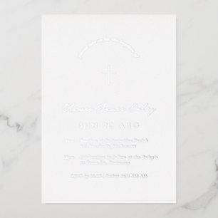 Baptême minimal blanc Christening Cross Invitation