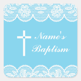 Baptême Religieux Nom Stickers Cross Lace Étiquett