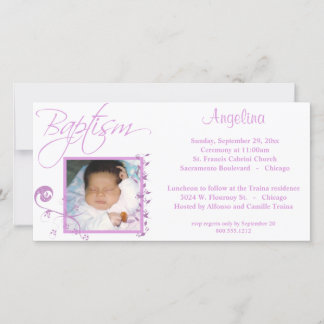 Baptême rose clair Invitation photo