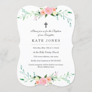 Baptême rose doux Invitation