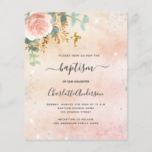 Baptême rose or floral eucalyptus invitation