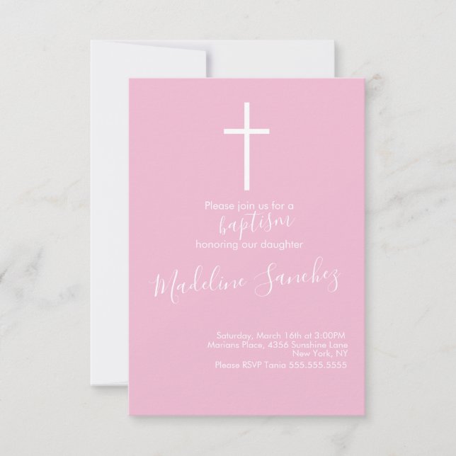 Baptême simple Cross Baby Dedication Invitation (Devant)