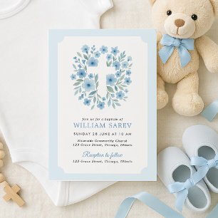 Baptême Style Baptême Invitation en bleu